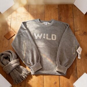 Minnesota WILD Hockey Gray & Silver "Sparkle" Sweatshirt Women's Size Large